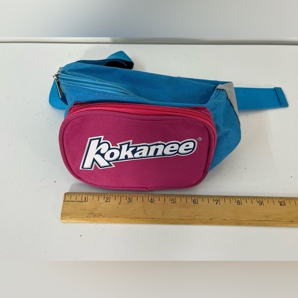 Kokanee Beer Fanny Pack Hip Sack Zip Up Adjustable Strap Pink Blue Retro 90s - Picture 3 of 5